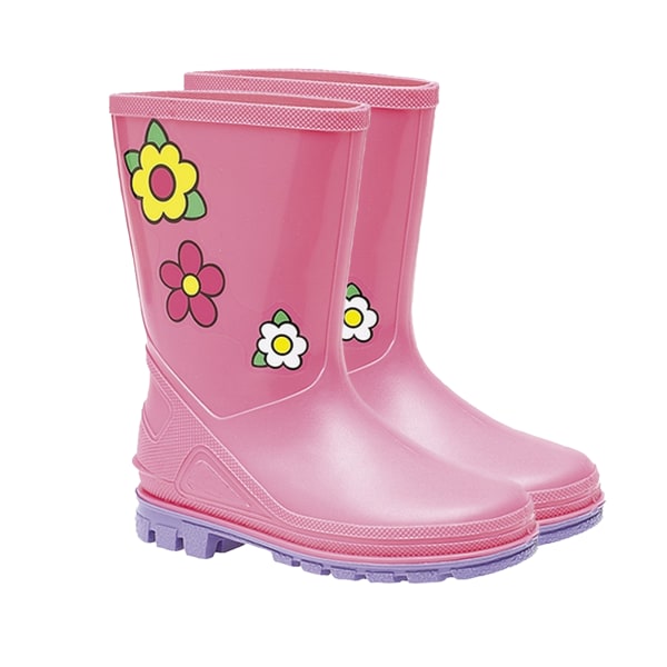StormWells Girls Puddle Floral Wellingtons 6 UK Junior Rosa/Lil Pink/Lilac 6 UK Junior