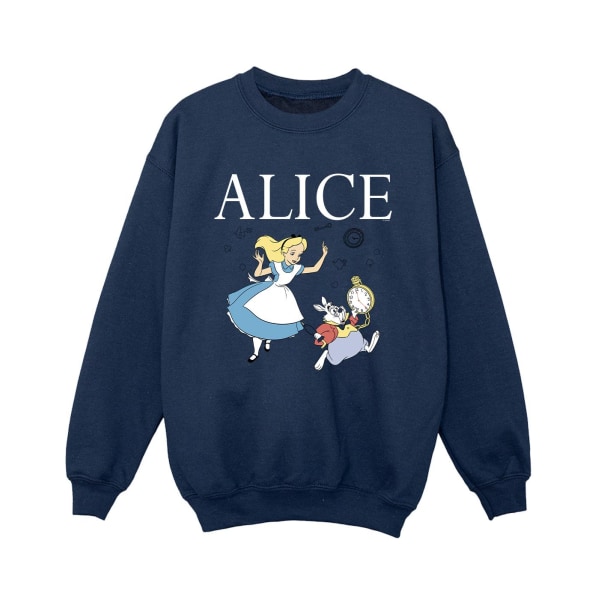Disney Boys Alice i Underlandet Follow The Rabbit Sweatshirt 3- Navy Blue 3-4 Years