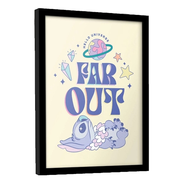 Lilo & Stitch Far Out Inramad Poster 40cm x 30cm Blå/Persika Blue/Peach 40cm x 30cm