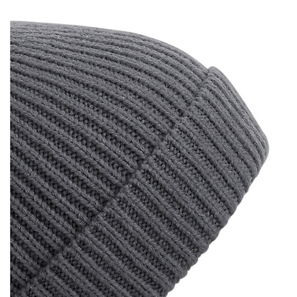 Beechfield Unisex Engineered Knit Ribbed Pom Pom Beanie One Size Graphite Grey One Size