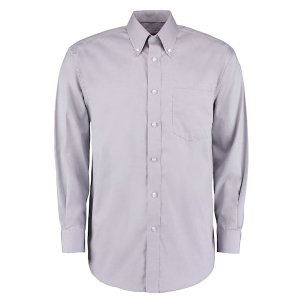 Kustom Kit Herr Långärmad Corporate Oxford Skjorta 17,5 tum Silver Grey Silver Grey 17.5inch