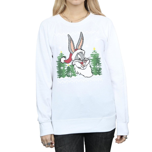 Looney Tunes Dam/Dam Bugs Bunny Christmas Fair Isle Sweat White XL