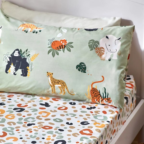 Little Furn Wildlife Animal Print Lakan Lakan Enkelsäng Flerfärgad Multicoloured/Green Single
