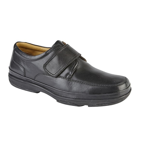 Roamers herr läder bred passform touch stängning casual skor 11 U Black 11 UK