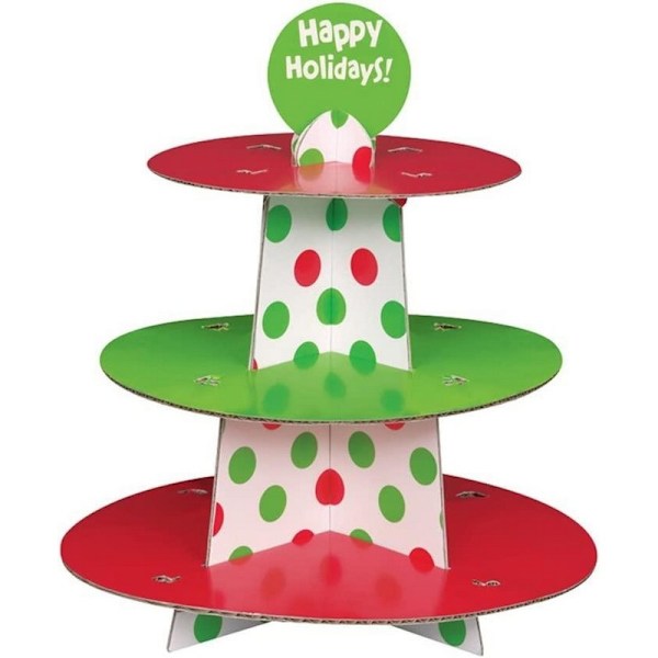 Unik fest Polka Dot våningstårta stativ en storlek röd/grön/vit Red/Green/White One Size