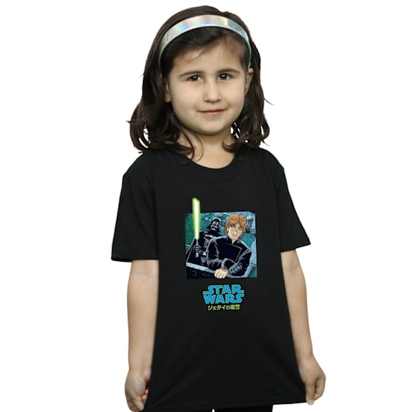 Star Wars Girls Vader And Luke Anime Bomull T-Shirt 7-8 År B Black 7-8 Years