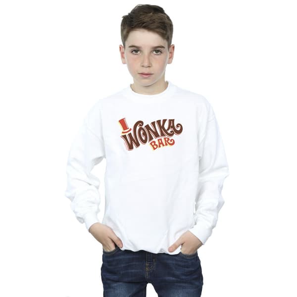 Willy Wonka Pojkar Bar Logotyp Tröja 3-4 År Vit White 3-4 Years
