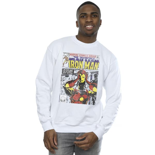 Marvel Herr Iron Man Head Gear Off Sweatshirt M Vit White M