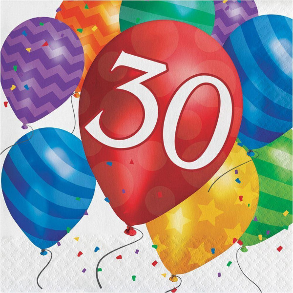Creative Converting Balloons 30-årsdag engångsservetter ( Multicoloured One Size