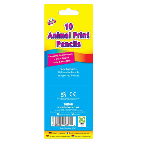 ArtBox Djurmönstrade Pennor (10-pack) One Size Flerfärgad Multicoloured One Size