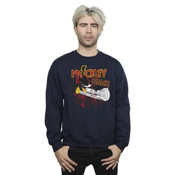 Disney Herr Mickey Mouse Smash Guitar Rock Sweatshirt M Marinblå Navy Blue M