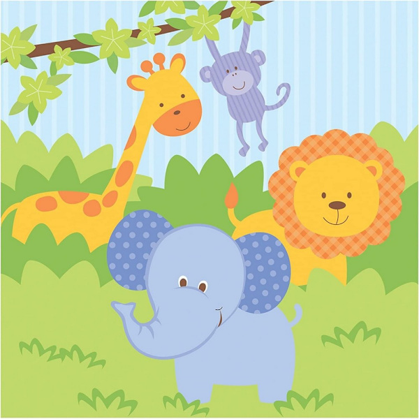 Creative Party Forest Friends Papperservetter för fest (16-pack) Pistachio/Pastel Blue One Size