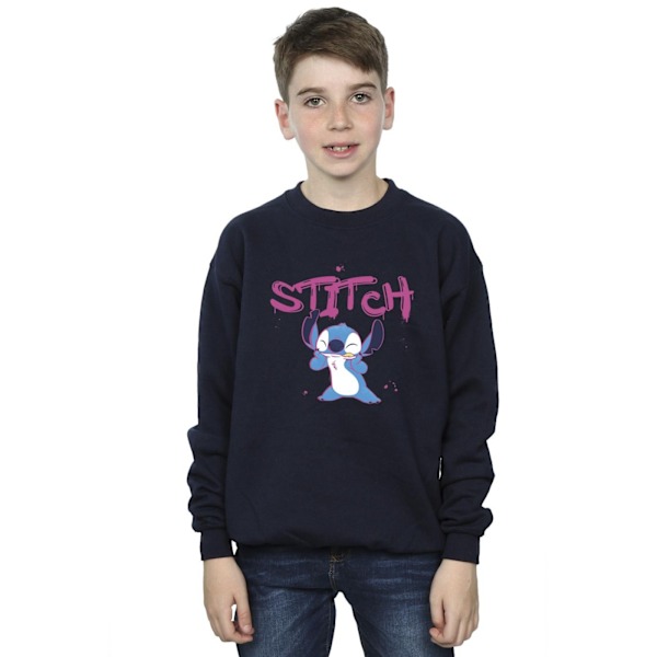 Disney Pojkar Lilo och Stitch Graffiti Sweatshirt 3-4 År Marinblå Navy Blue 3-4 Years