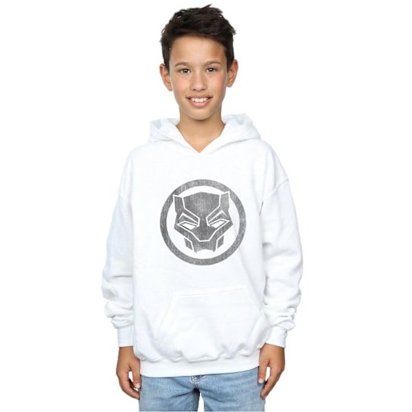 Marvel Boys Black Panther Distressed Icon Hoodie 7-8 år Vit White 7-8 Years