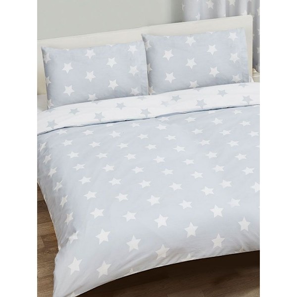 Bedding & Beyond Stars Påslakan Set Dubbel Grå/Vit Grey/White Double