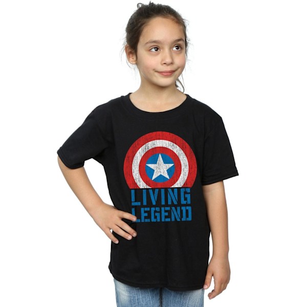 Marvel Girls Captain America Living Legend Bomull T-shirt 9-11 Black 9-11 Years