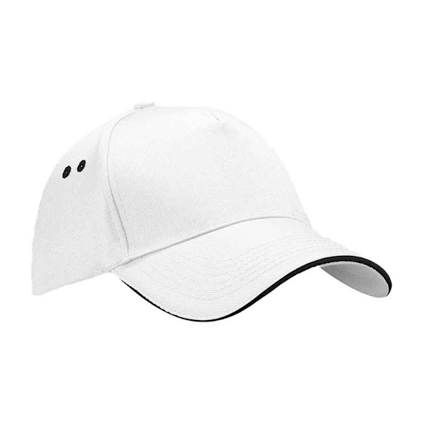Beechfield 5-panels keps med kontrasterande skärm One Size Vit/Sv White/Black One Size