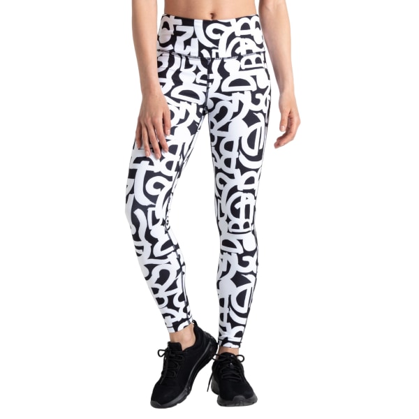 Dare 2B Womens/Ladies Influential Graffiti Leggings 10 UK Svart Black/White 10 UK