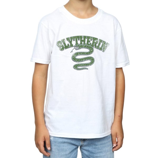 Harry Potter Boys Slytherin Sport Emblem T-Shirt 5-6 år Vit White 5-6 Years