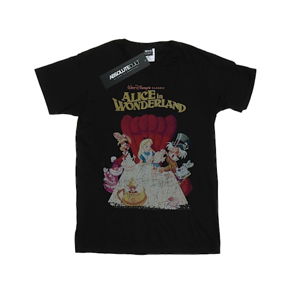 Disney Girls Alice In Wonderland Retro Poster Bomull T-shirt 9- Black 9-11 Years