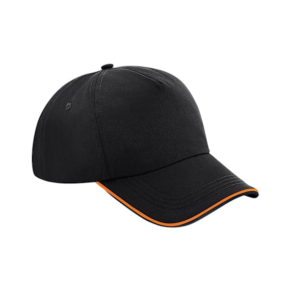Beechfield Authentic Piped 5 Panel Cap One Size Svart/Orange Black/Orange One Size
