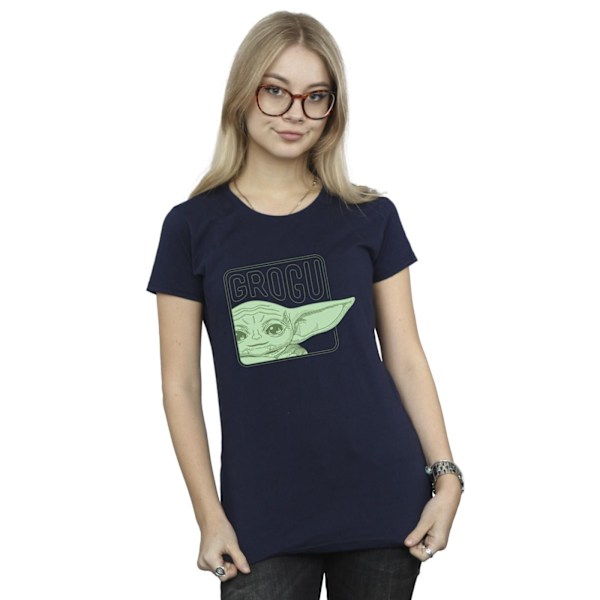 Star Wars Dam/Damer The Mandalorian Grogu Box Bomull T-Shir Navy Blue M