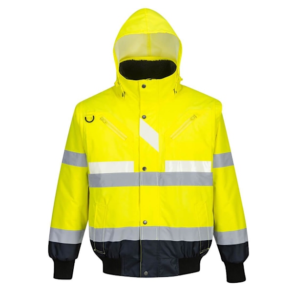 Portwest Glowtex Hi-Vis 3-i-1 Bomberjacka för män M Gul/Marinblå Yellow/Navy M