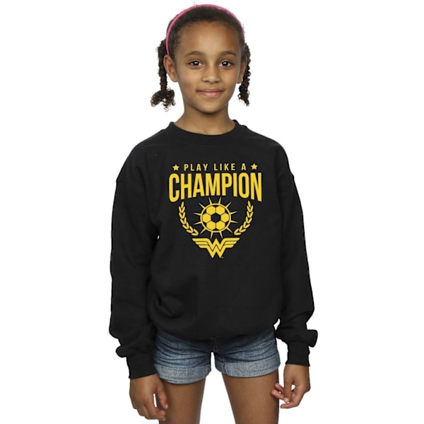 DC Comics Girls Wonder Woman Spela som en mästare Sweatshirt 9- Black 9-11 Years