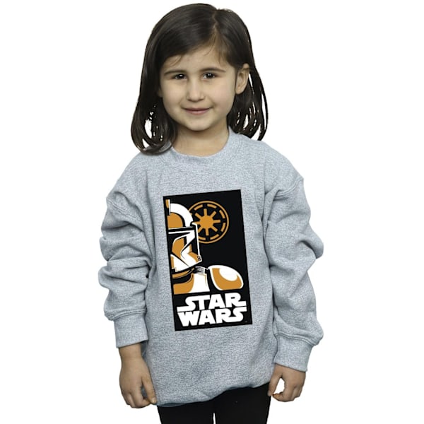 Star Wars Girls Stormtrooper Art Poster Sweatshirt 7-8 år Sp Sports Grey 7-8 Years