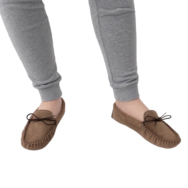 Mokkers Jake äkta mockasinslippers i mocka för män, 12 UK, ljus taupe Light Taupe 12 UK