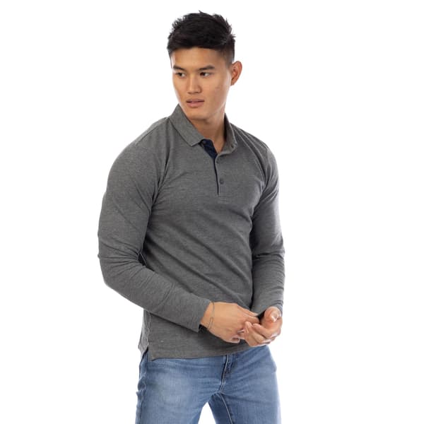 Peter Werth Herr Glasby Långärmad Pikétröja S Mörkgråmelerad Dark Grey Marl S