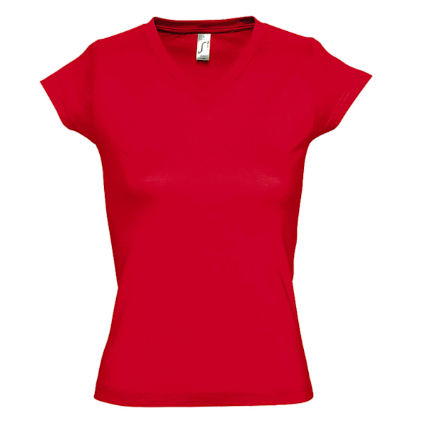 SOLs Dam/Kvinnor Moon V-ringad Kortärmad T-shirt L Röd Red L