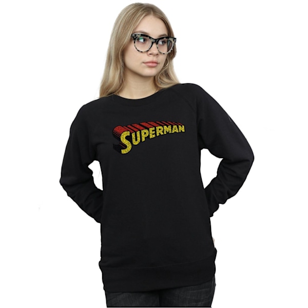 DC Comics Dam/Kvinnor Superman Teleskopisk Crackle Logo Sweatshirt Black S