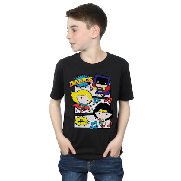 DC Comics Boys Chibi Super Friends Dance T-shirt 9-11 år Bla Black 9-11 Years