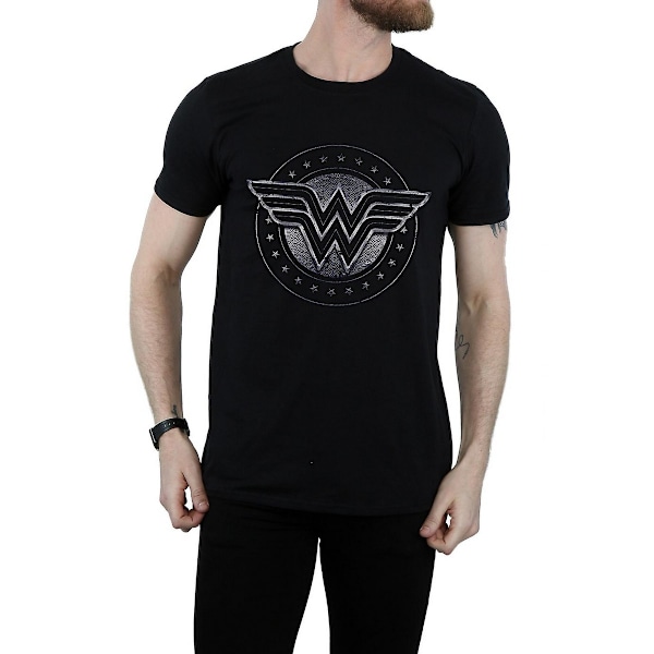 Wonder Woman Mens Shield Bomull T-Shirt XXL Svart Black XXL