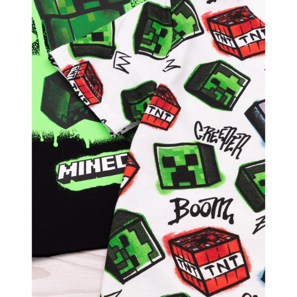 Minecraft Creeper T-shirt för barn/barn (paket med 2) 7-8 år White/Black 7-8 Years