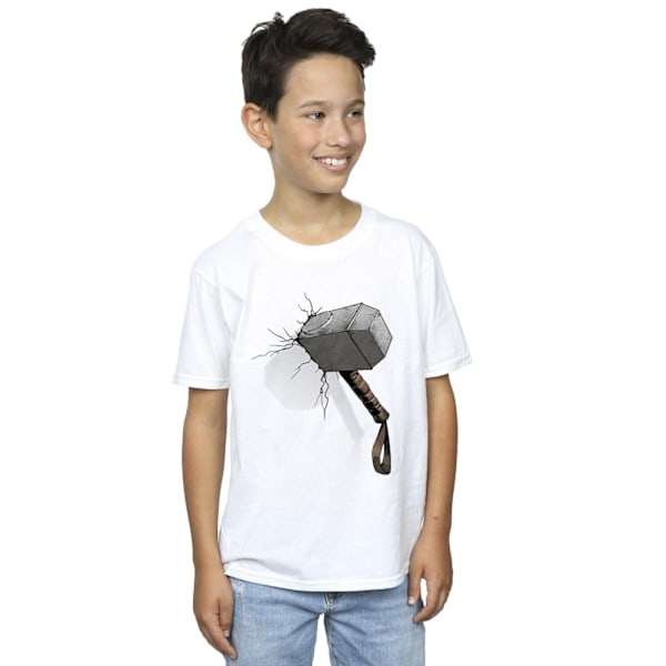 Marvel Universe Boys Thor Hammer Crack T-Shirt 3-4 år Vit White 3-4 Years