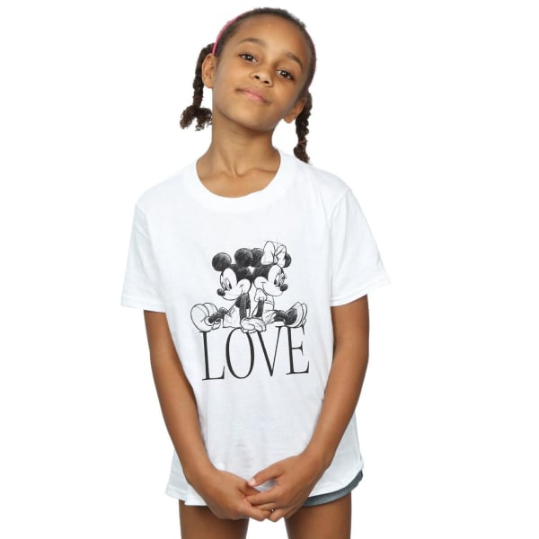 Disney Girls Musse Pigg och Minnie Mouse älskar bomull T-shirt 5-6 Ye White 5-6 Years