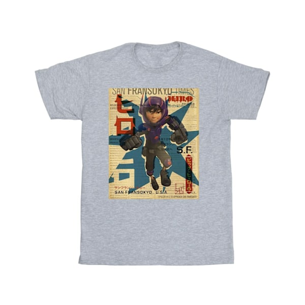 Disney Boys Big Hero 6 Baymax Hiro Newspaper T-shirt 12-13 år Sports Grey 12-13 Years