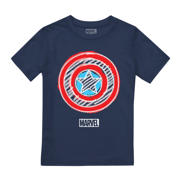 Captain America Childrens/Kids Shield Chalk Board T-shirt 5-6 Y Navy 5-6 Years