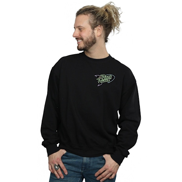 Disney Mens Toy Story Neon Pizza Planet Brösttryck Sweatshirt Black L