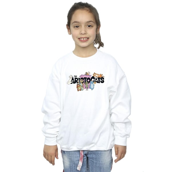 Disney Girls The Aristocats Music Logo Sweatshirt 12-13 år W White 12-13 Years