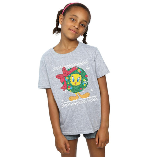 Looney Tunes Girls Tweety Pie Jul Fair Isle Bomull T-Shir Sports Grey 12-13 Years