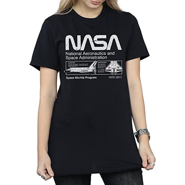 NASA Dam/Kvinnor Rymdfärjan Bomull Boyfriend T-Shirt M Bla Black M