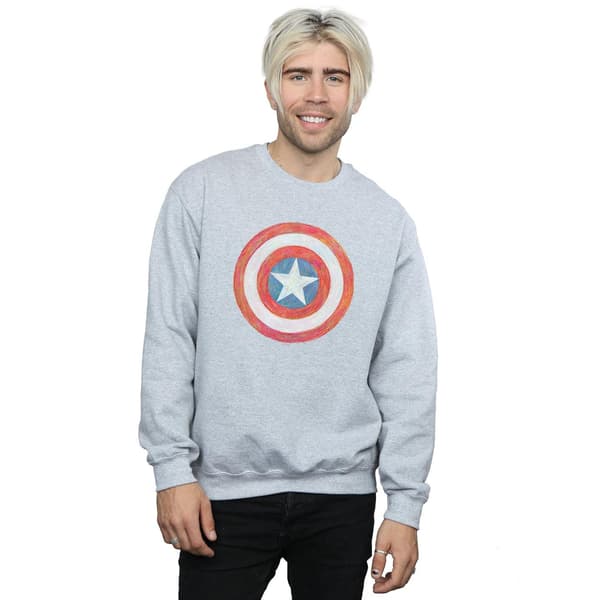 Marvel Herr Captain America Sketched Shield Sweatshirt M Vit White M