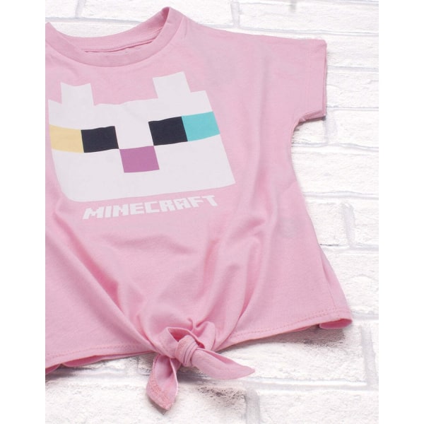Minecraft Girls Cat Twisted Knot Front T-shirt 11-12 Years Pink Pink/White 11-12 Years