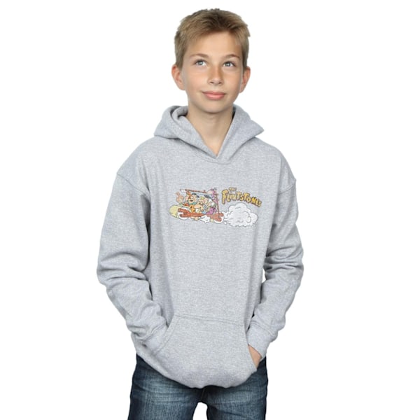 The Flintstones Boys Family Car Distressed Hoodie 12-13 År S Sports Grey 12-13 Years