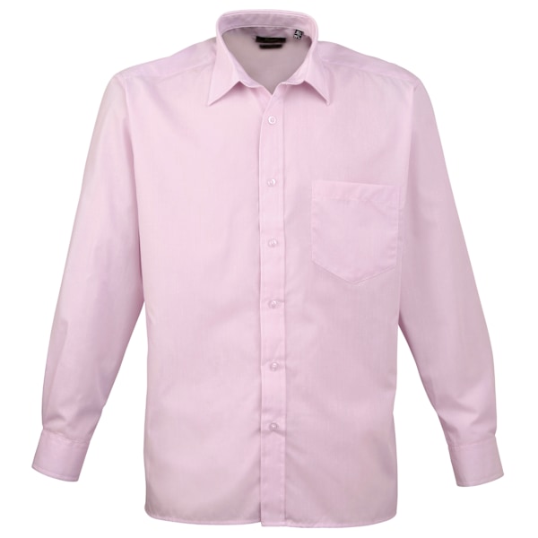 Premier Mens Premier Poplin Långärmad formell skjorta 17 Rosa Pink 17