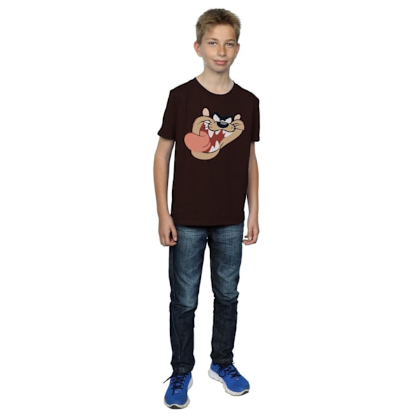 Looney Tunes Boys Tasmanian Devil Face T-Shirt 7-8 år Choklad Chocolate 7-8 Years