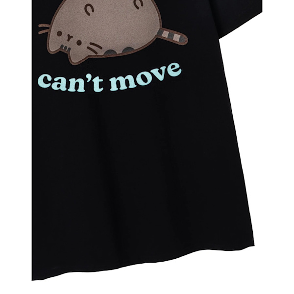 Pusheen Dam/Kvinnor Så Lat Kan Inte Flytta T-Shirt M Svart/Pastell Black/Pastel Blue M